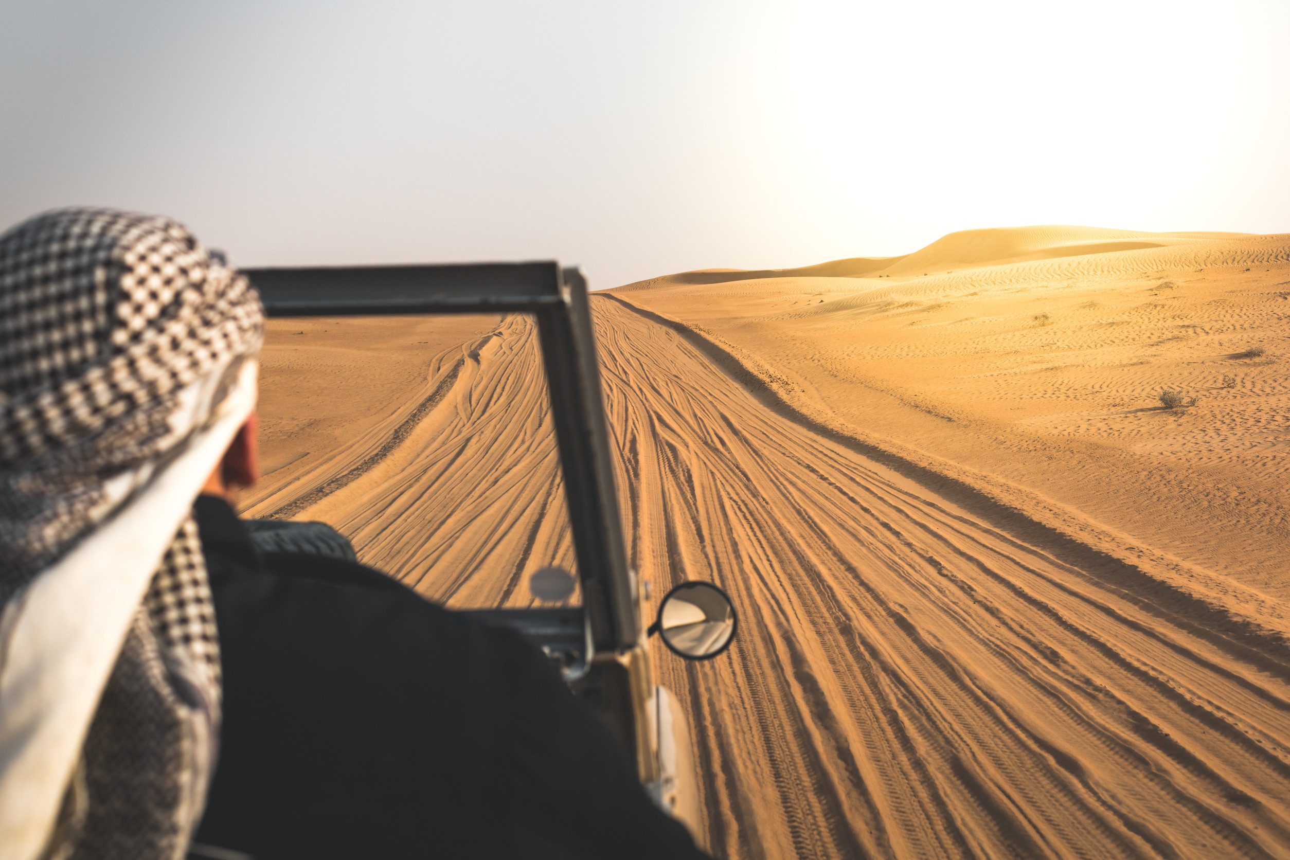 A Man Engaged In A Desert Safari Of Dubai Uae