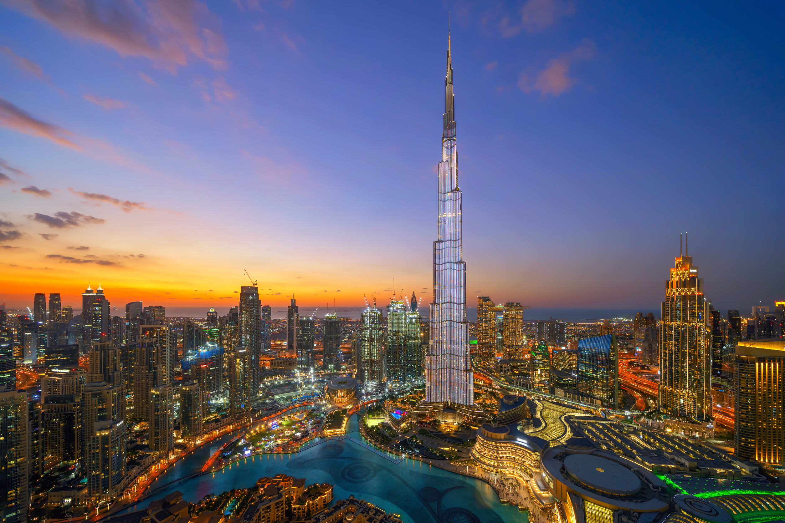 Aerial View Of Burj Khalifa In Dubai Uae