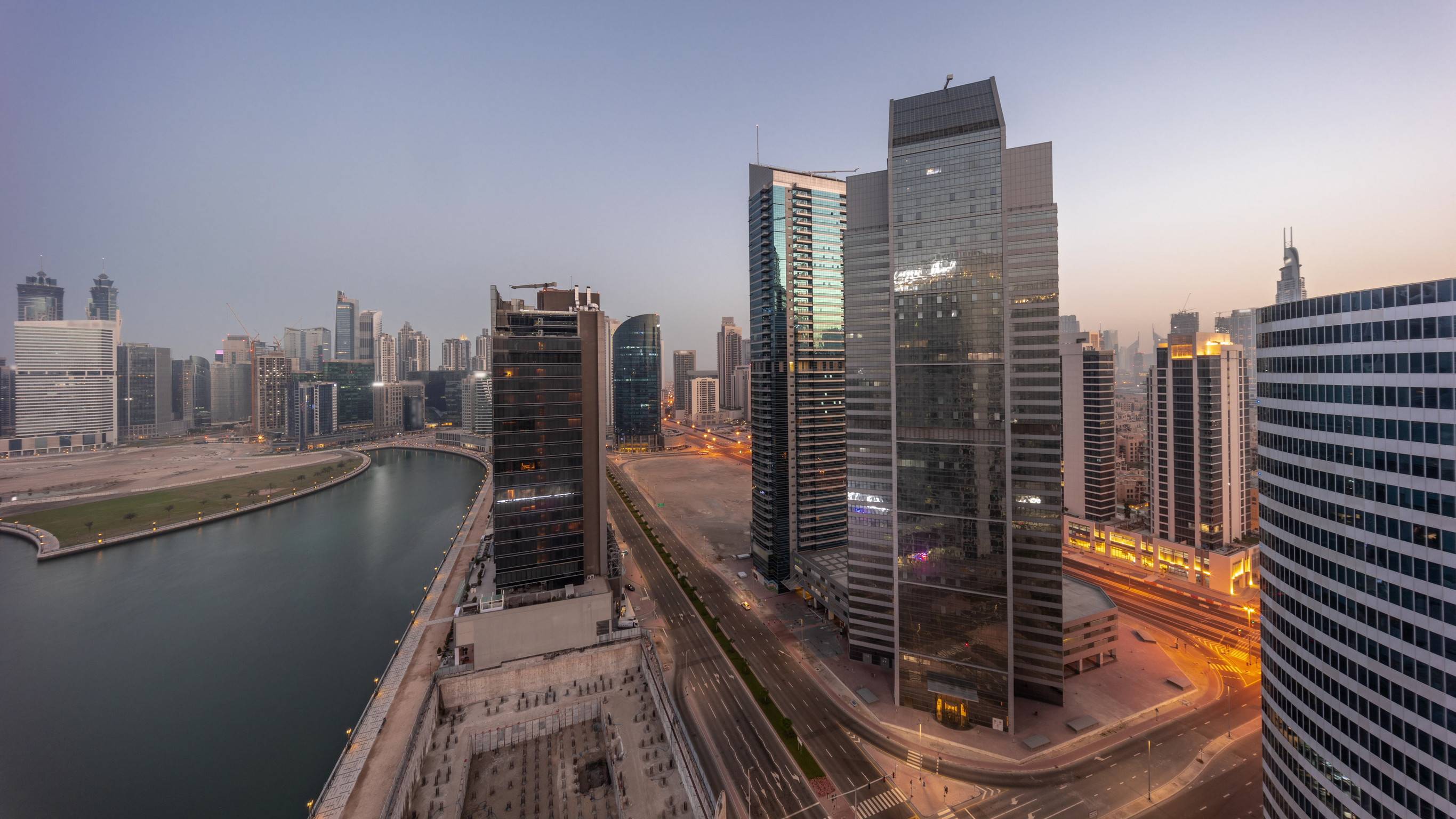 Cityscape Of Skyscrapers In Dubai Business Bay