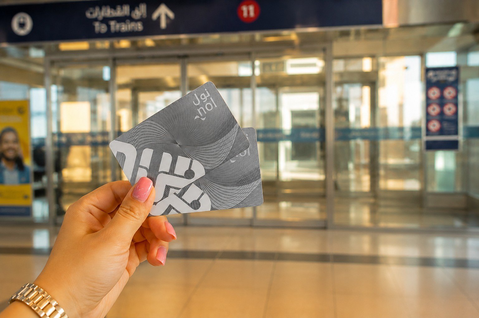 Hand Holding Nol Cards At Station