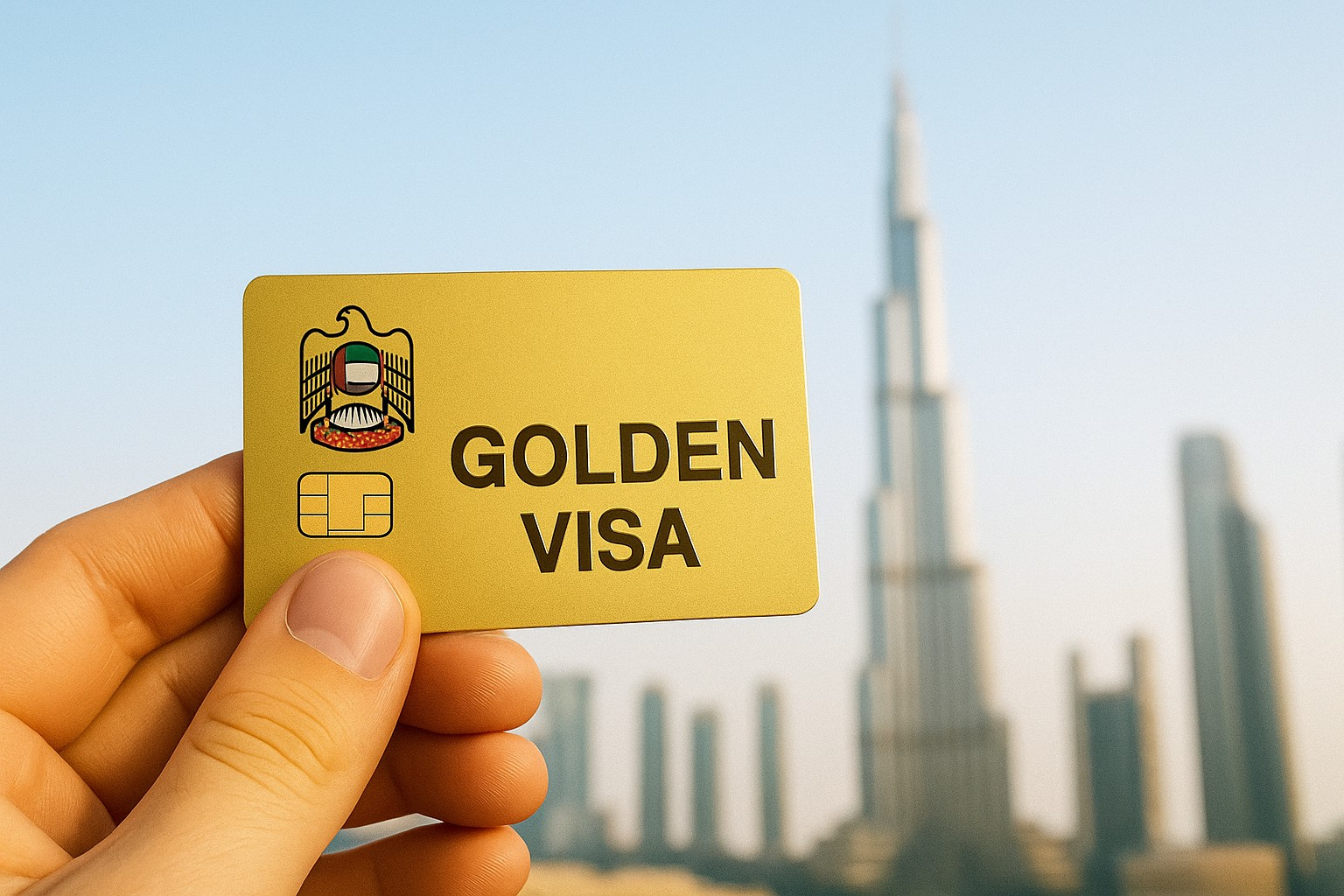 Hand Holding Uae Golden Visa Card