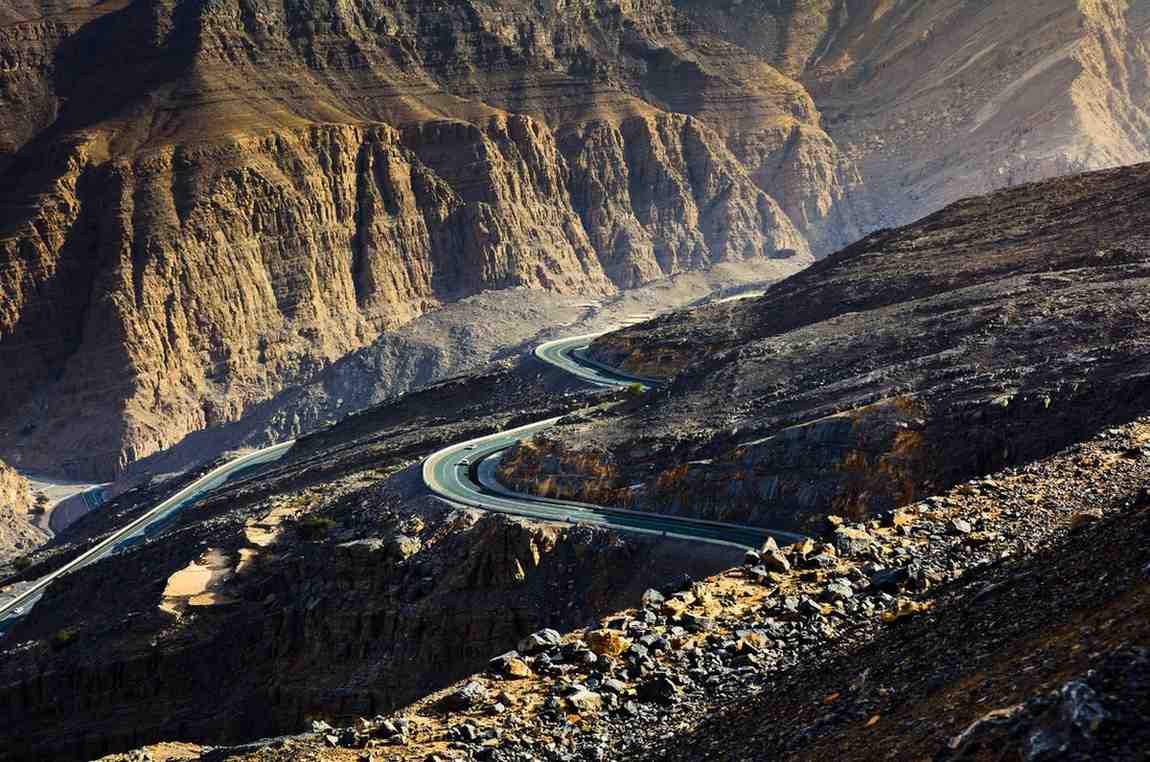 Jabal Jais Mountain Road At Sunset