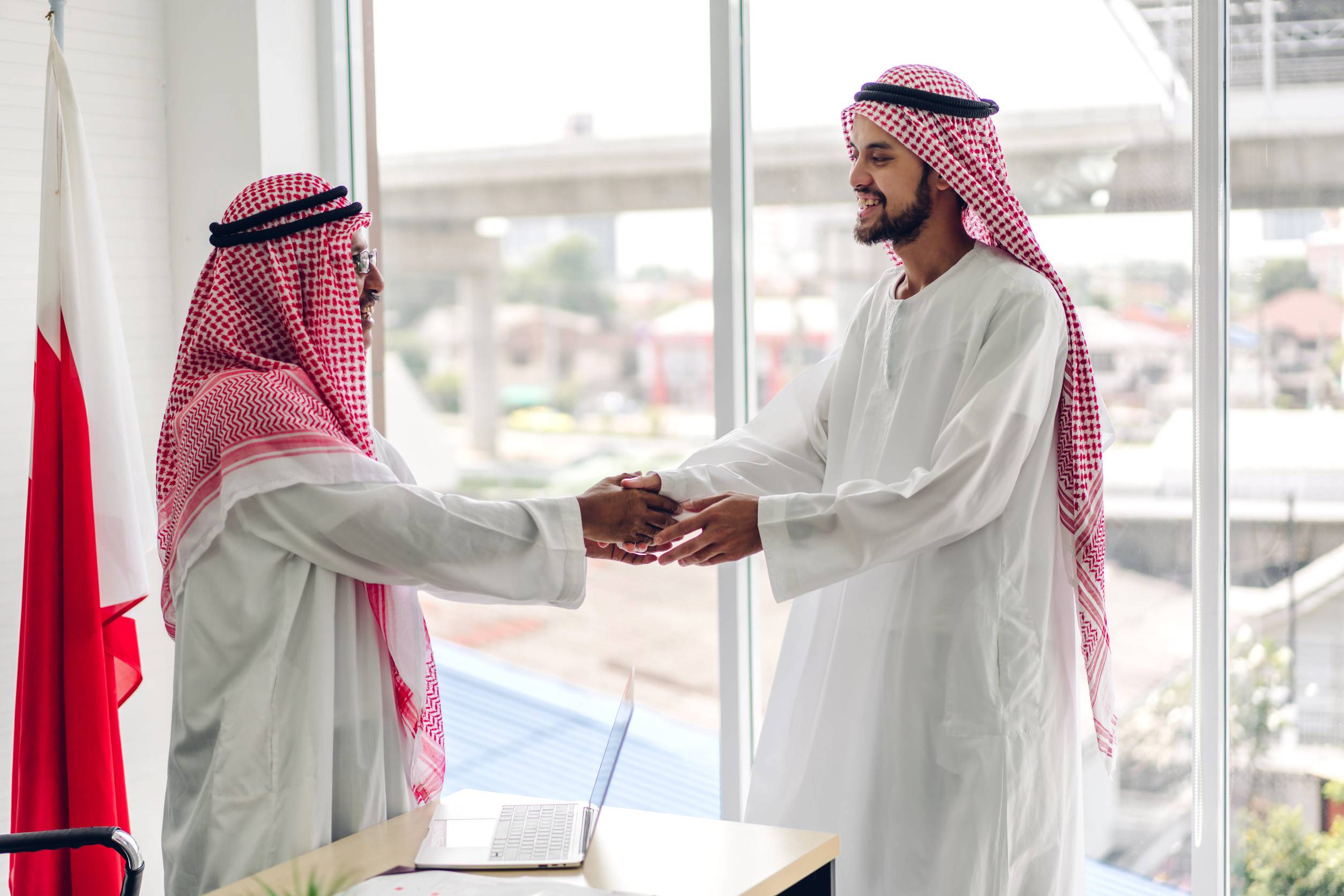 Two GCC Citizen Businessmen Meeting Each Other